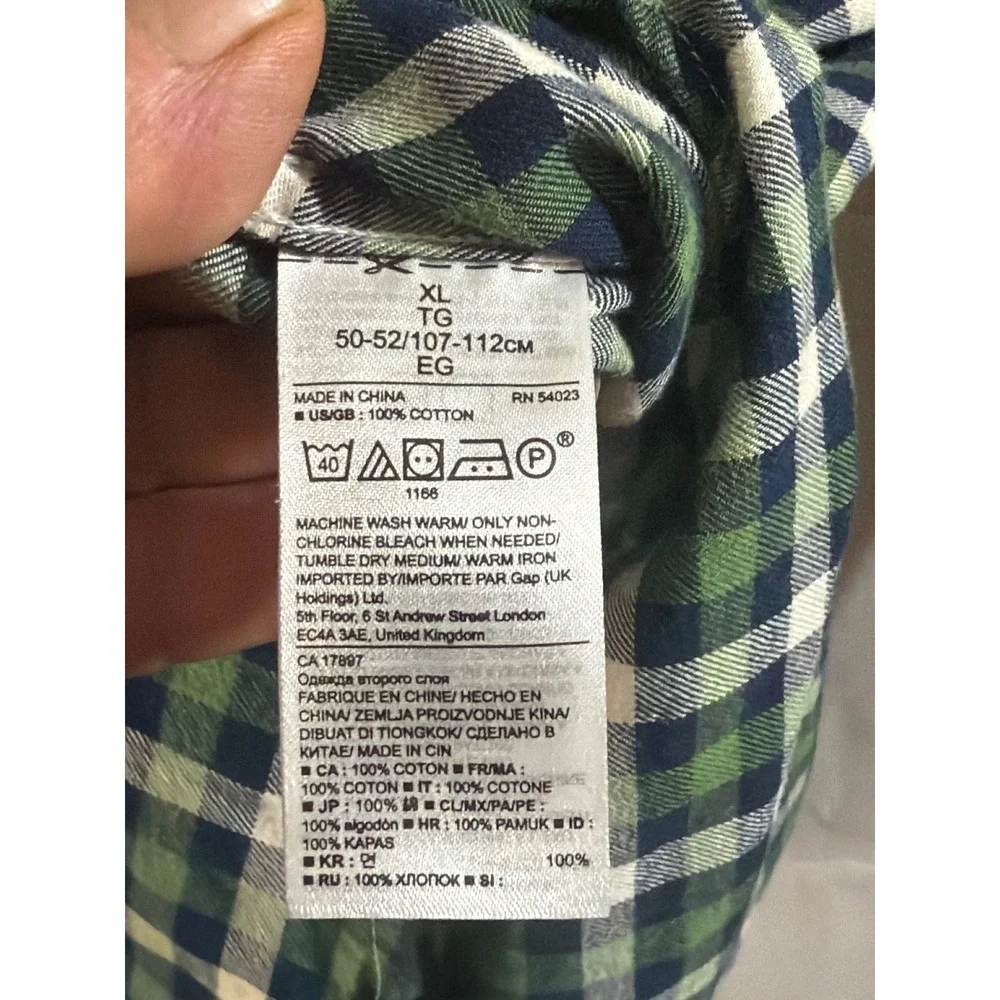 Banana Republic Luxe Flannel Shirt Mens XL Green Plaid Excellent Grant Fit